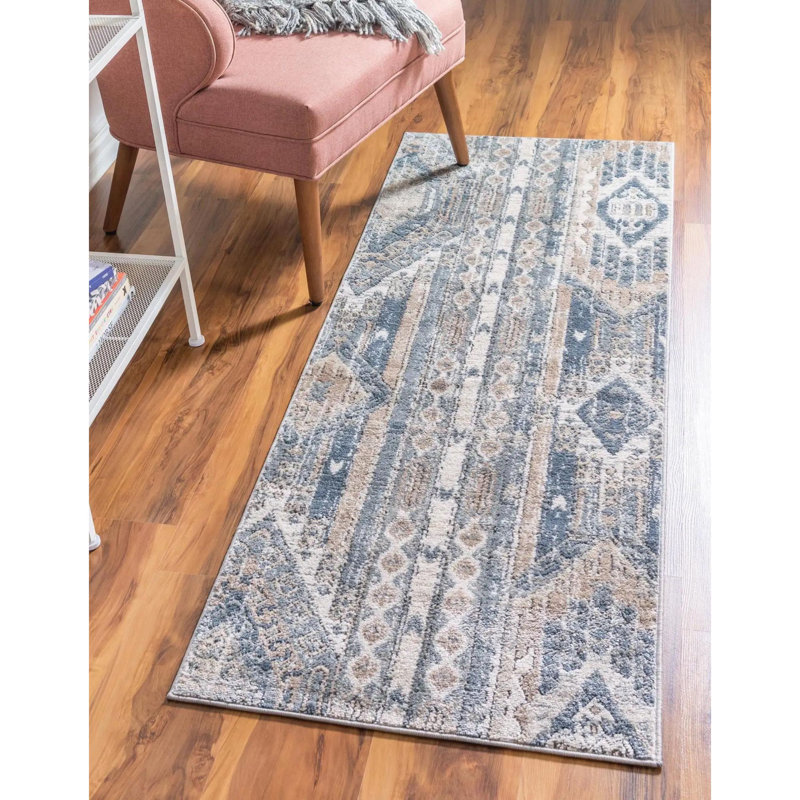 Tapis contemporain contemporain Wenden, Tapis de couloir 2 pi 7 po x 13 pi 1 po