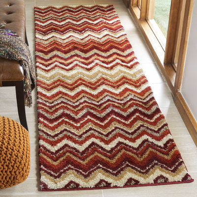 Tahoe Chevron Beige/Red/Brown Area Rug