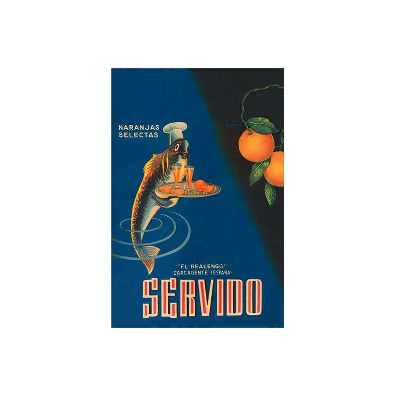 « servido selected oranges » par machirart rétro, H 66 po x l 44 po x P 1,5 po