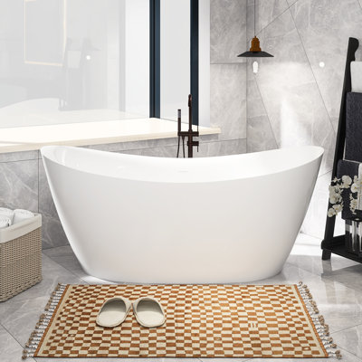67.7'' x 30.3'' Freestanding Soaking Acrylic Bathtub