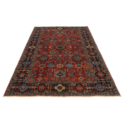 5x9 Rust and Navy Traditional Rug