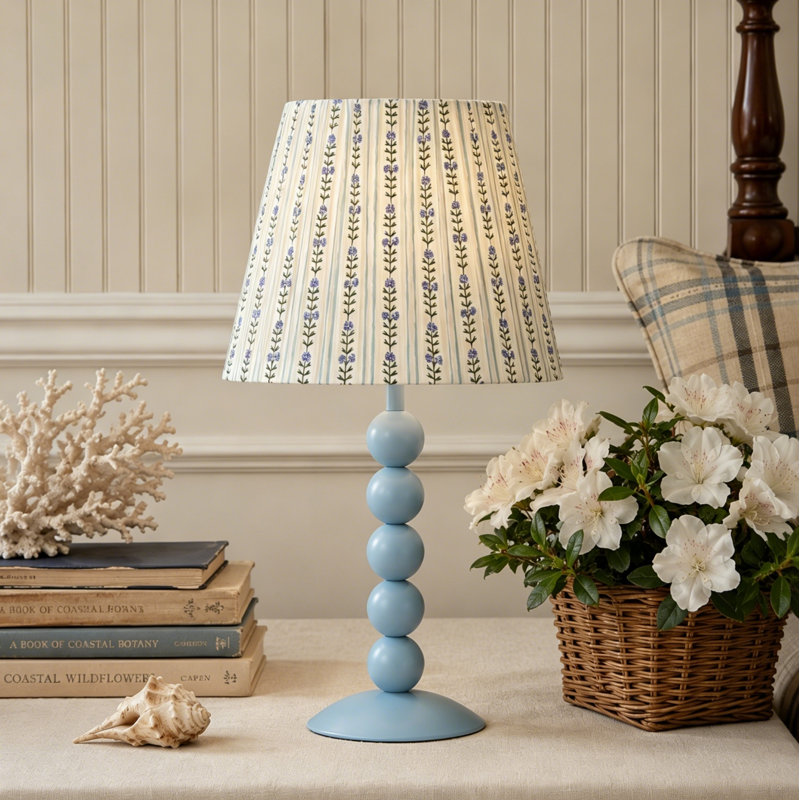 Lampe de table en fer 16,3 "avec base empilée Torian, Gris-bleu