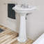 China 27.125" Tall White Vitreous China Oval Pedestal Bathroom Sink with Overflow-1620948155