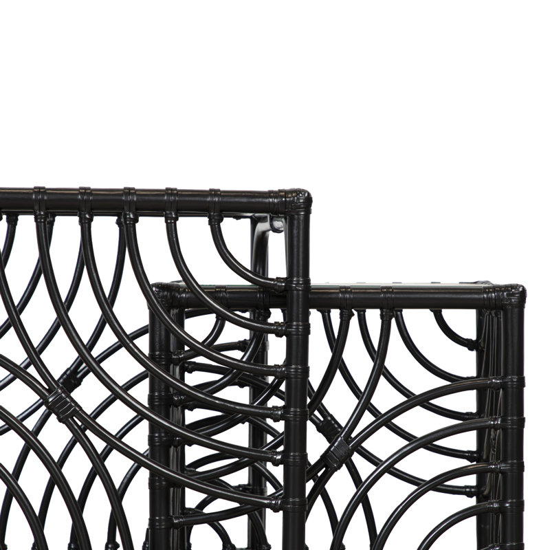 Swirl Glass Nesting End Table, Black