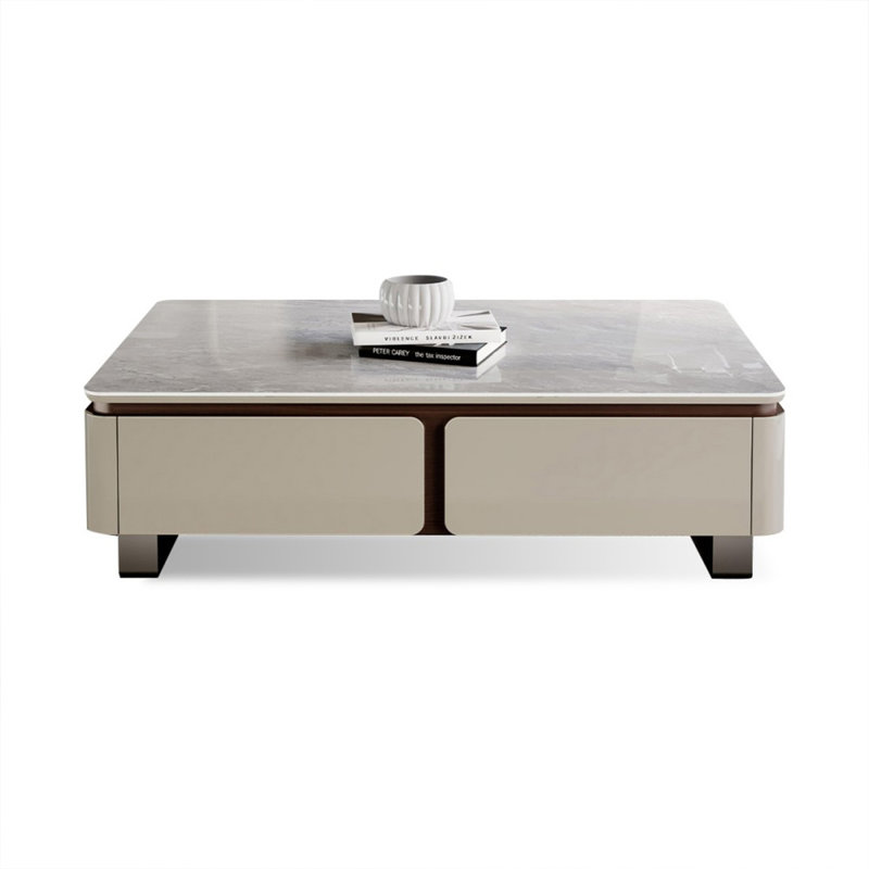 Table basse Grey Stone + Bois manufacturé, H 16,14 po x L 47,24 po x l 23,62 po, Gris