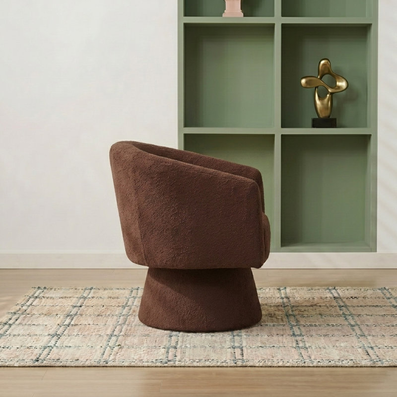 Caleigha Fabiola 27.9'' Swivel Barrel Chair, Polyester brun