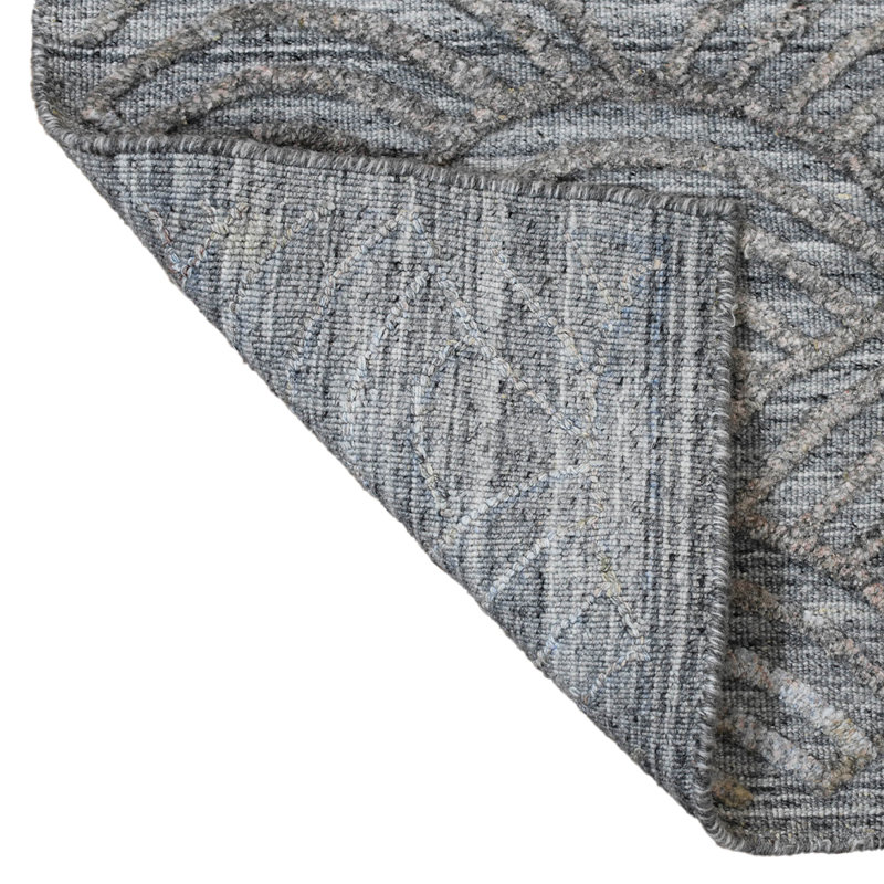 Tapis d'intérieur tissé à la main en polypropylène géométrique argenté, Rectangle 3 pi x 5 pi