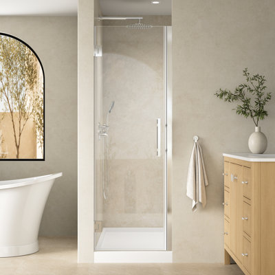 24-25 in.W x 72 in.H Hinged Frameless Shower Door with SGCC certified Tempered Glass,Chrome