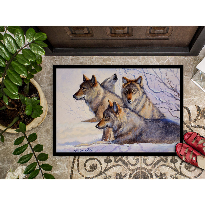 Paillasson d’extérieur antidérapant Gillenwater Wolves, 2 pi x 3 pi