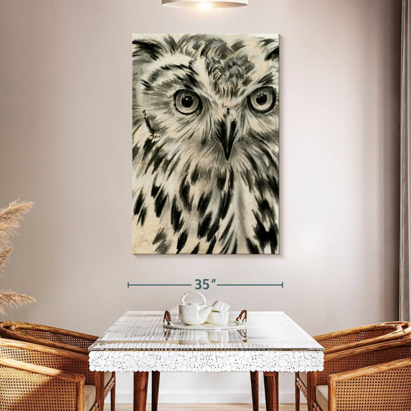 Brampt Charcoal Owl I, 51" H x 34" W