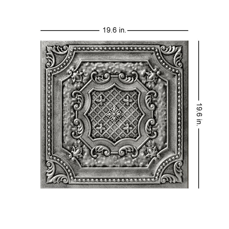 Bijou And Bee Bee x 1,6 pi Carreau de plafond en polystyrène à coller, Argent antique