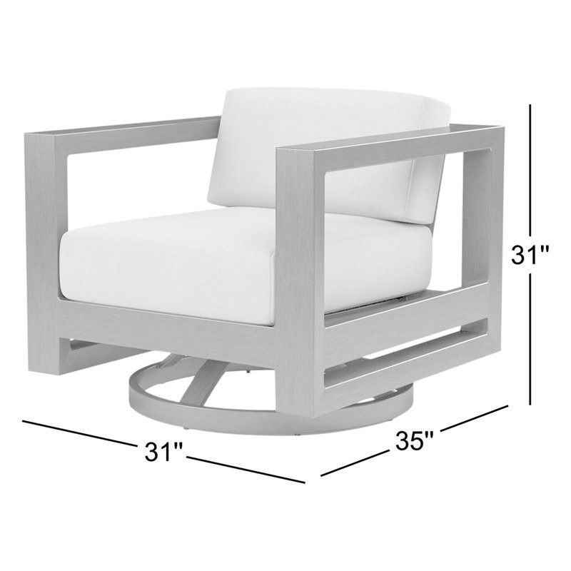 Chaise de patio pivotante avec coussins Sunbrella Georgie, Toile Sunbrella® naturel