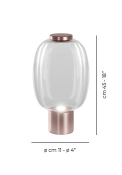 Riflesso Table Lamp 1 Amber Transparent Matt Copper 2 L2405 Ul, 18" H x 11" W x 11" D, Crystal Transparent