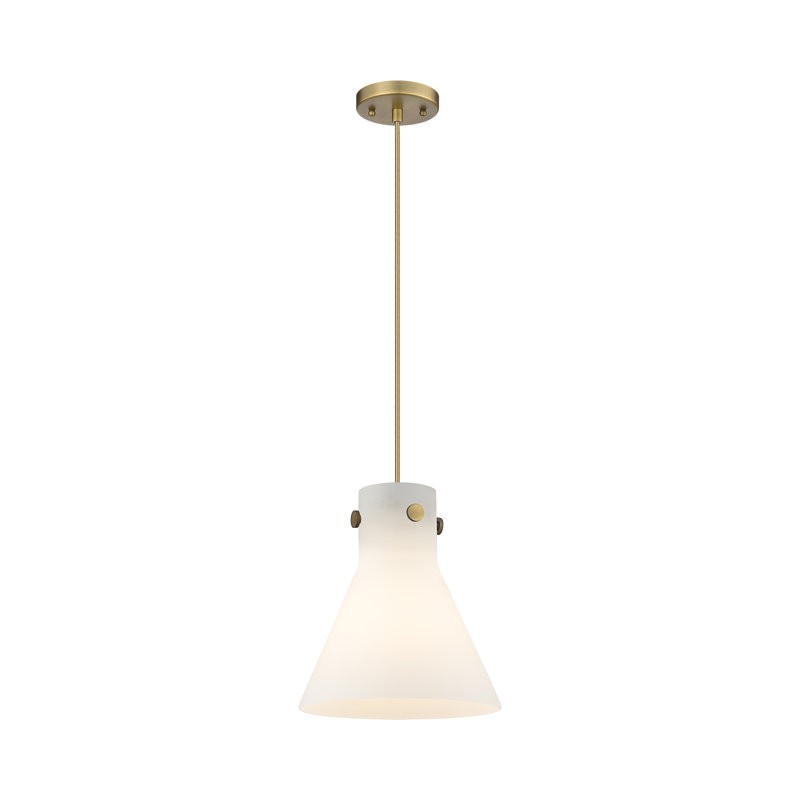 1 - Light Single Drop Pendant Pendant, Brushed Brass, Matte White, 11.75" H x 10" W x 10" D