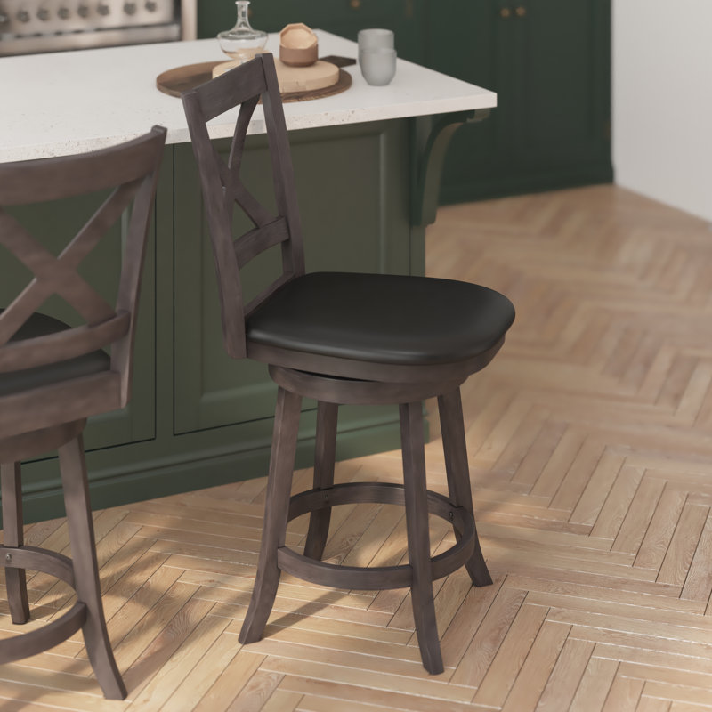 Tabouret de comptoir Breonda 25,25, Noyer gris délavé, Tabouret de comptoir (assise à une hauteur de 25,