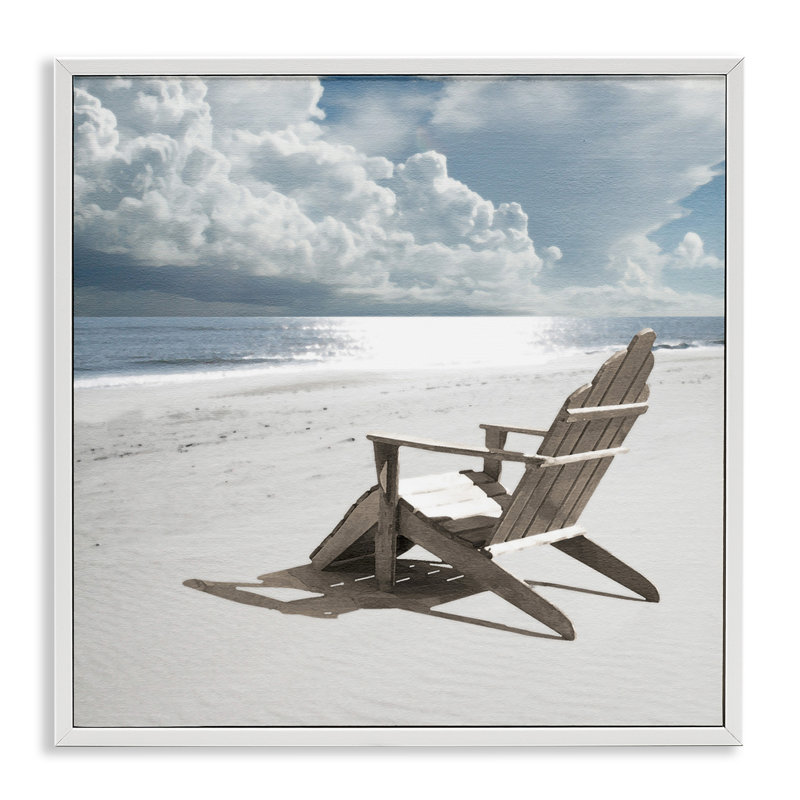 «Rolling Clouds Beach», estampe numérique encadrée par Noah Bay, Giclée encadrée blanc bord de mer, H 17 po x l 17 po