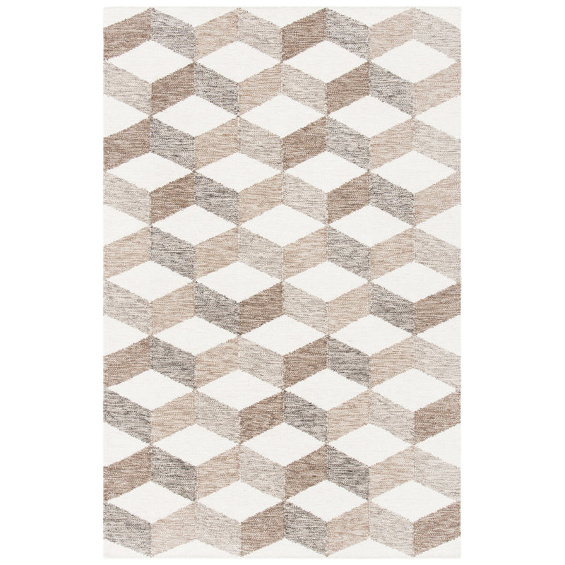 Tapis géométrique en laine et coton à tissage plat Stalder, Rectangle 9 pi x 12 pi