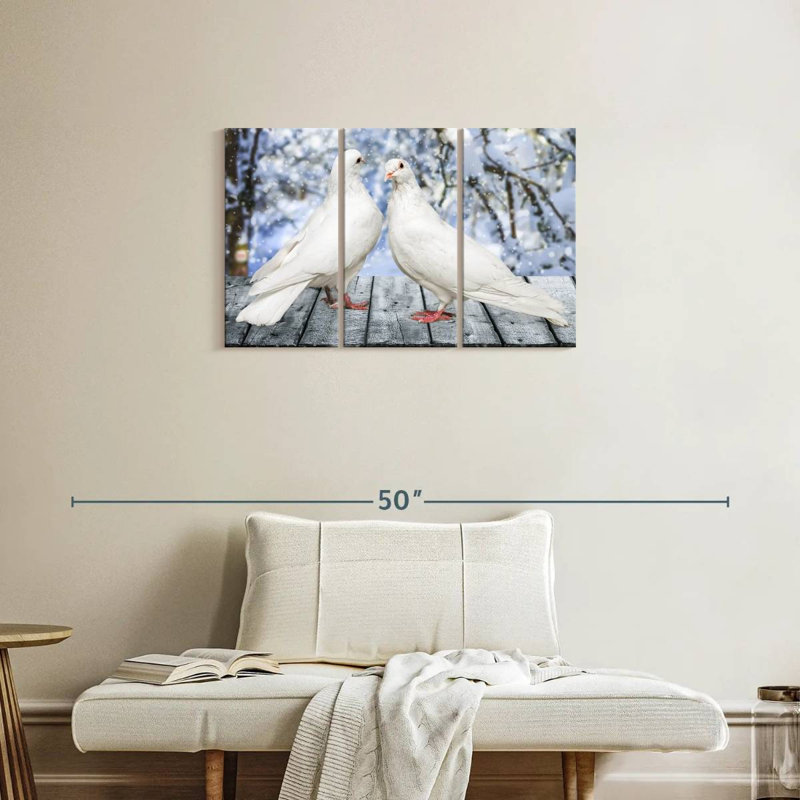 Brampt White Winter Doves, 20" H x 33" W