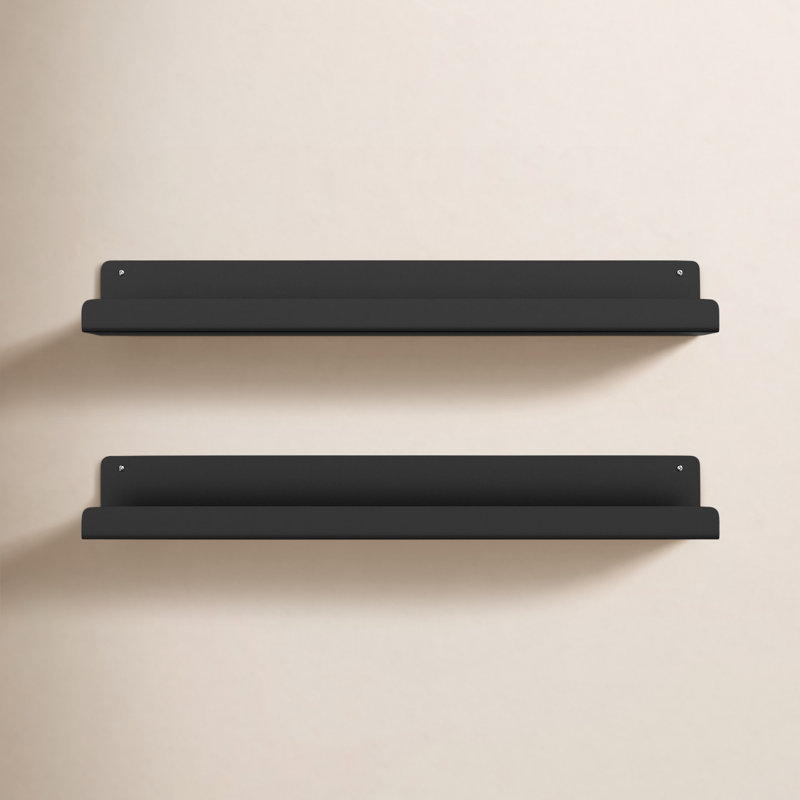 Tara 23.75" W Metal Rectangle Floating Shelves, Black, 3.25" H x 23.75" W x 4.5" D
