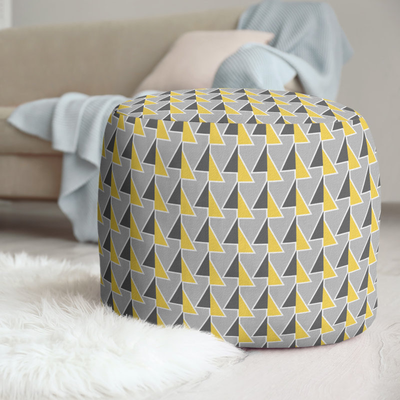 Upholstered Pouf, Yellow