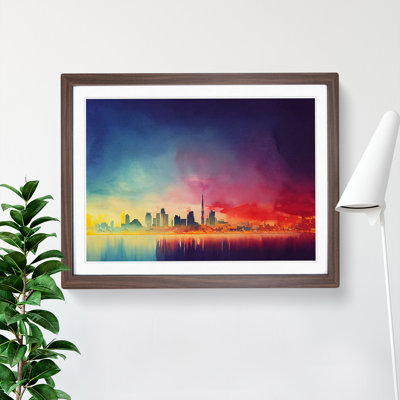 Skyline City Watercolour - Framed Print