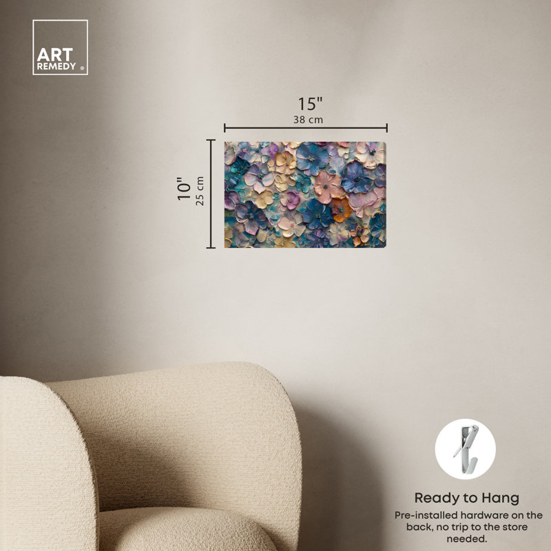 Art mural coloré Jewel Flowers par Art Remedy, Toile tendue, H 10 po x l 15 po