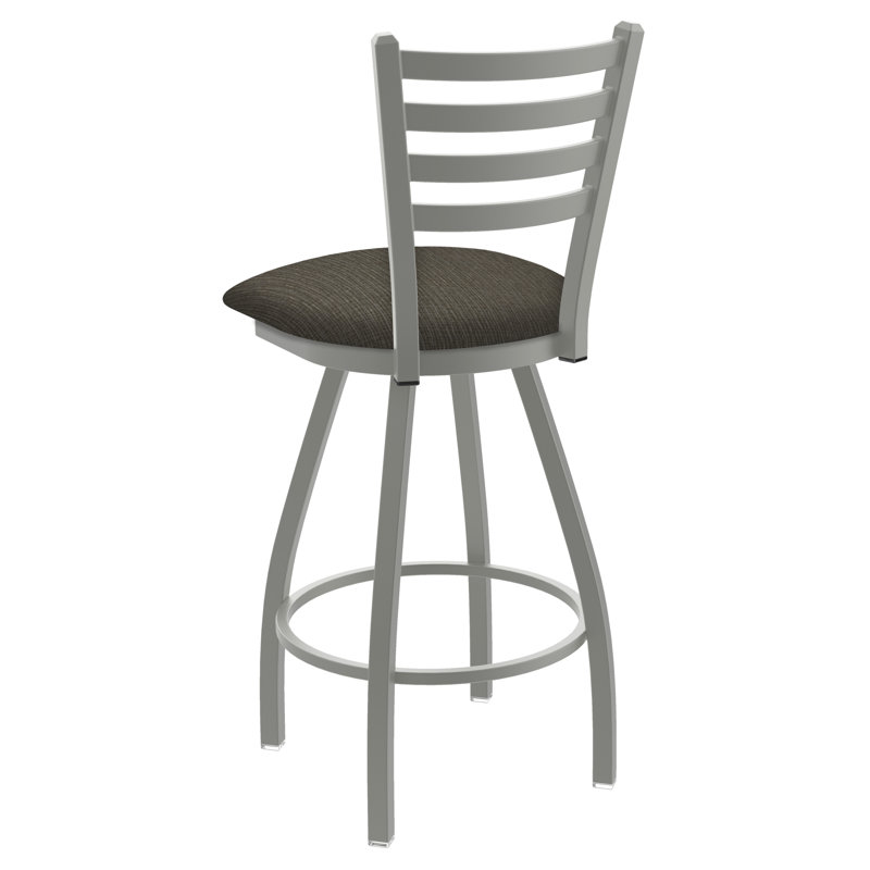 Tabouret de bar pivotant de 36" Evers, Nickel anodisé, Tissu - graphique calice, Extra Tall (36” Seat Height)