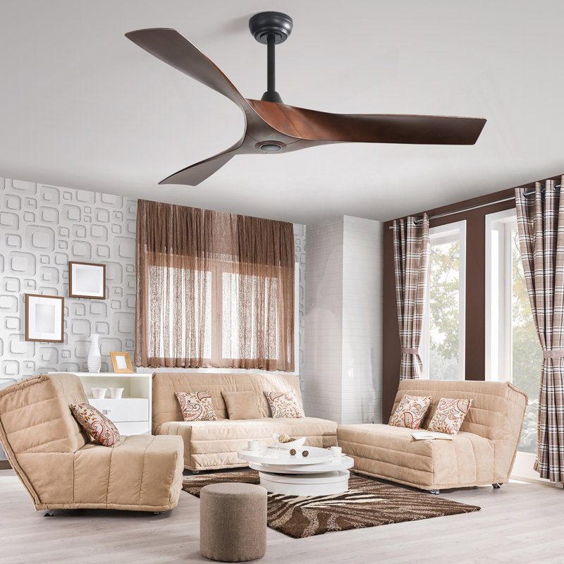 Ventilateur de plafond moderne de 52 pouces avec 3 pales en ABS et moteur à courant continu réversible sans lumière pour le salon