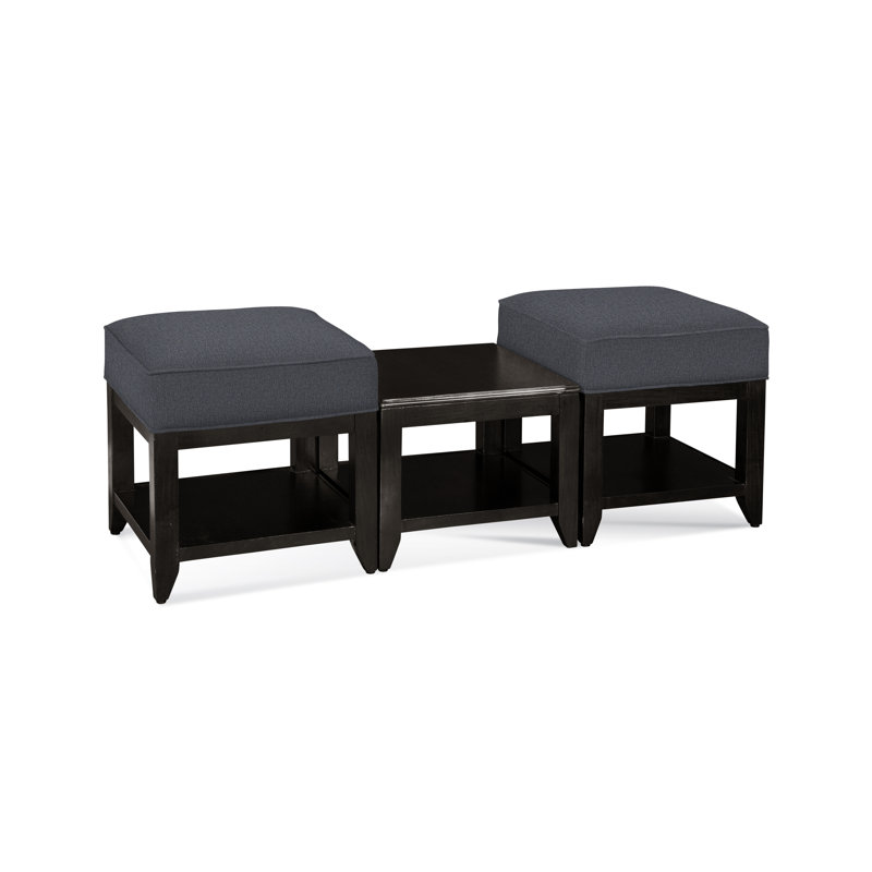 Elements Upholstered Cube Ottoman, Antique Black, Beige Performance Fabric; 0851-73