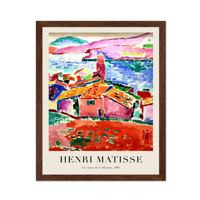 Henri Matisse - Vue de Collioure, H 18 po x l 24 po, Affiche, Encadrement brun