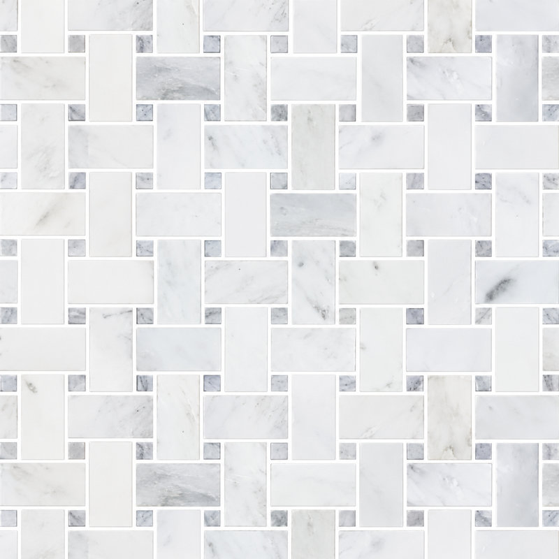 Mosaïque Alba Marble Basketweave White, Mosaïque tressée