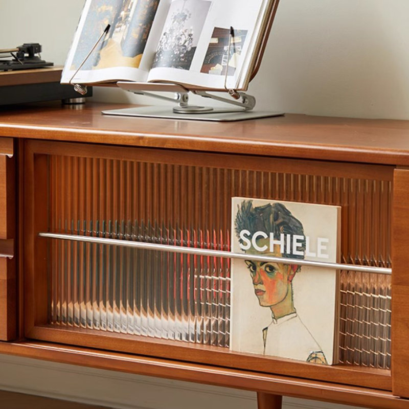 Meuble télé en bois massif rétro au design simple