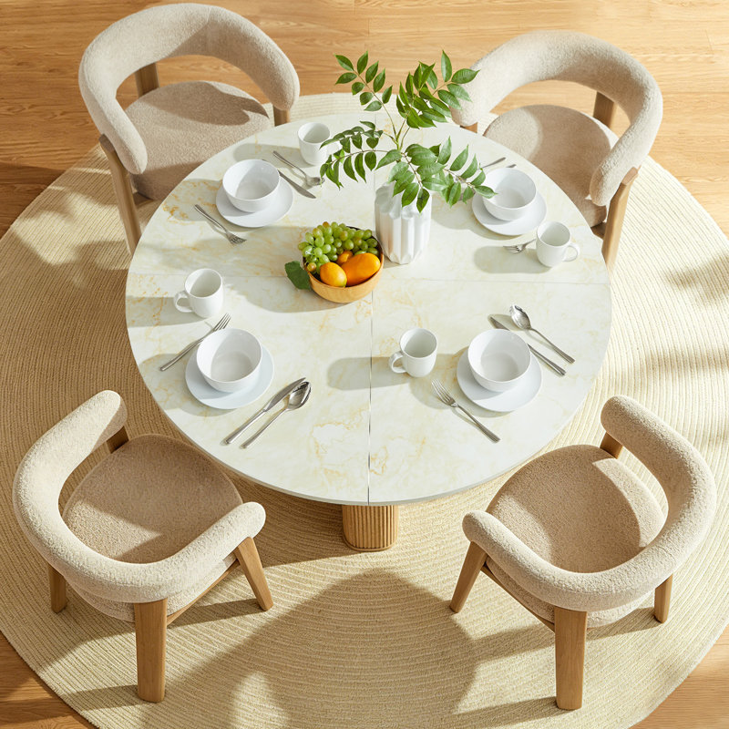 47" Round Dining Table For 4-6, Cross Pedestal Thickened Base, Kitchen Table For Kitchen Living Room