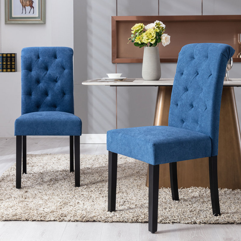 Barbagallo 19.5'' H Tufted Upholstered Parsons Chair, Blue Polyester