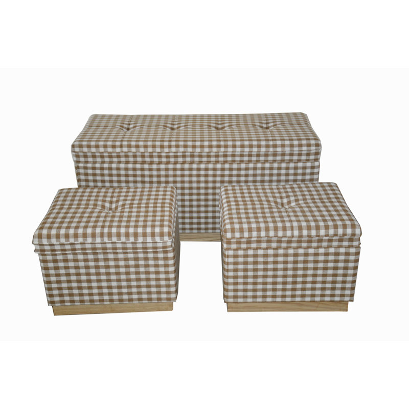 Hanne 100cm Wide Rectangle Chequered Standard Ottoman with Storage