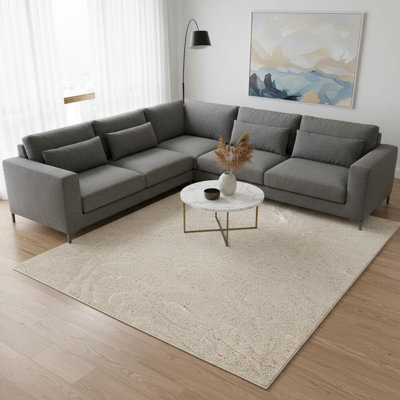 8' X 11' Cream And Beige Abstract Area Rug