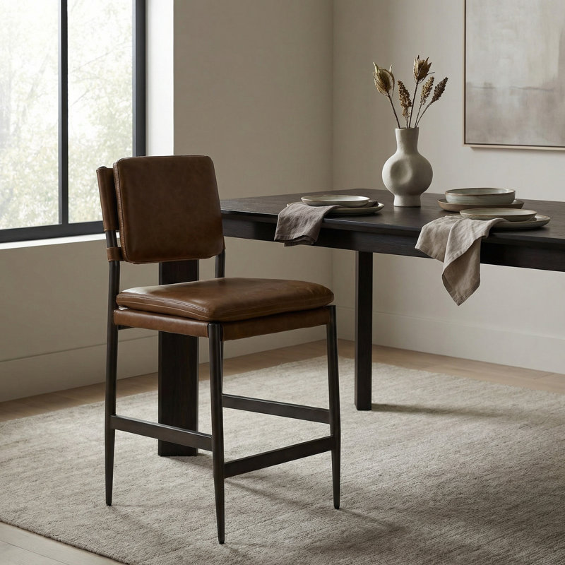 Wooster Upholstered Stool with Metal Frame