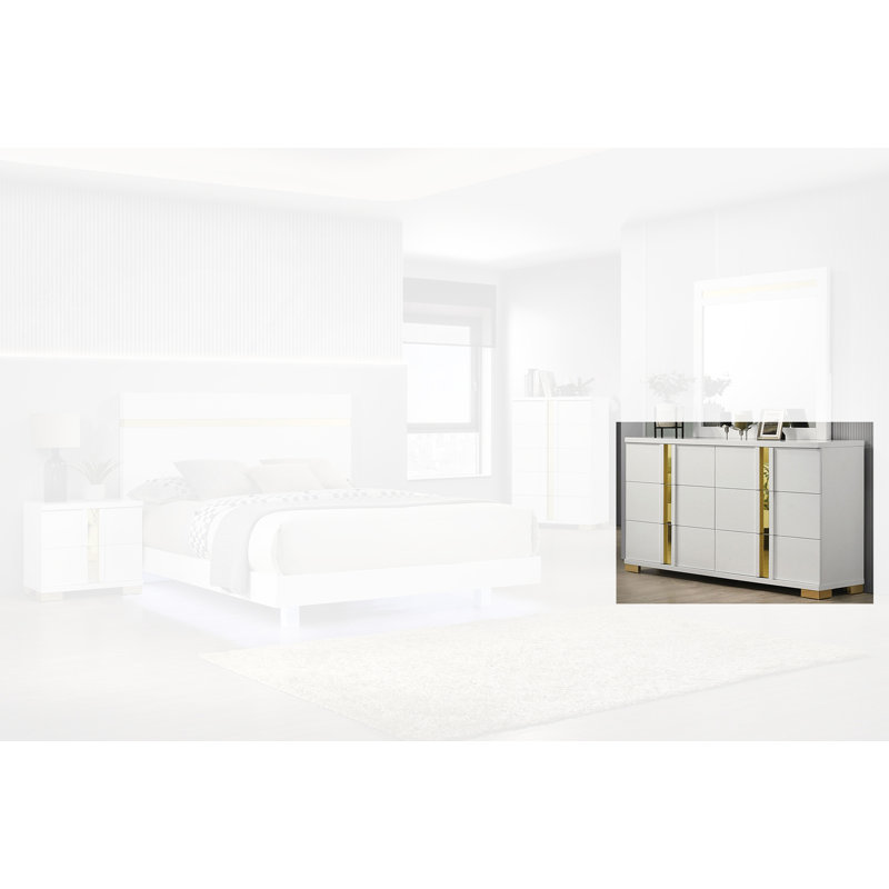 Commode 6 tiroirs Riegel, Blanc