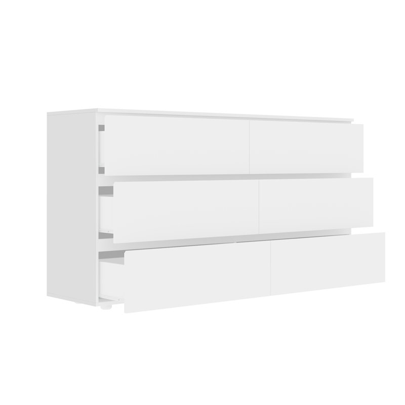 Commode 6 tiroirs l 59 po, Blanc