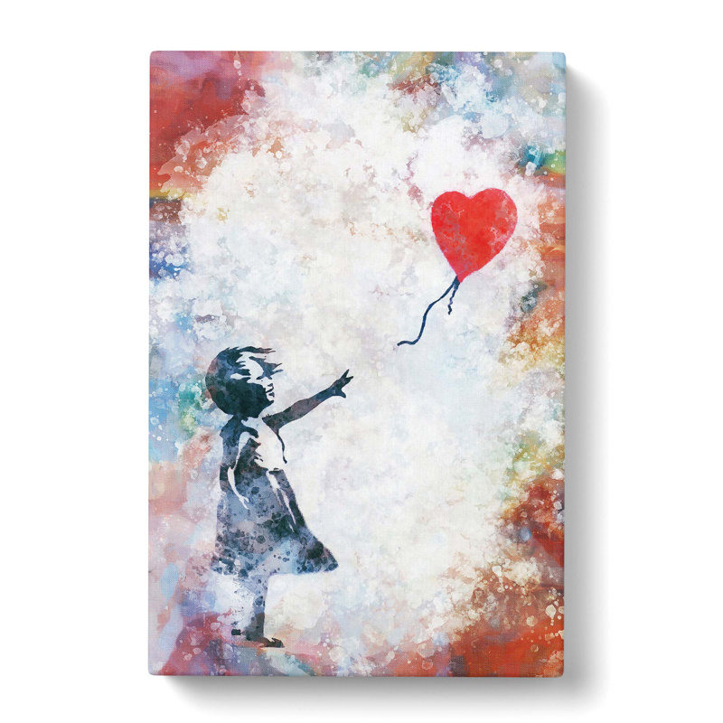 The Girl with a Red Balloon in Abstract by Banksy - Wrapped Canvas Painting Print, 76cm H x 50cm W x 3cm D