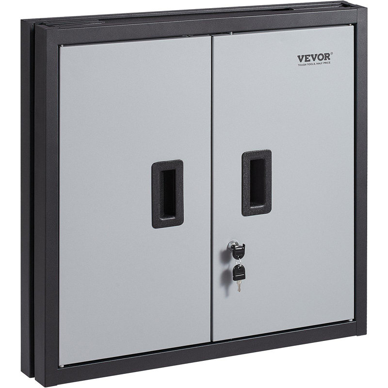 Armoire murale pliable, armoire de garage en métal, petite armoire murale 26 po, capacité de chargement de 240 lb, tablette réglable, porte de dossier magnétique pour garage