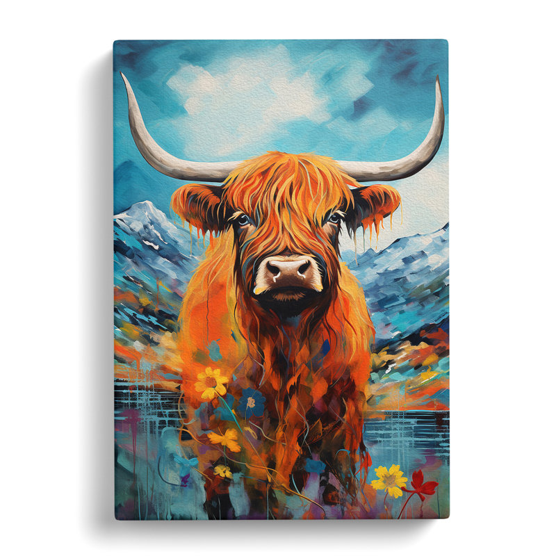 Highland Cow Dadaism Art - Wrapped Canvas, 50cm H x 35cm W x 3cm D