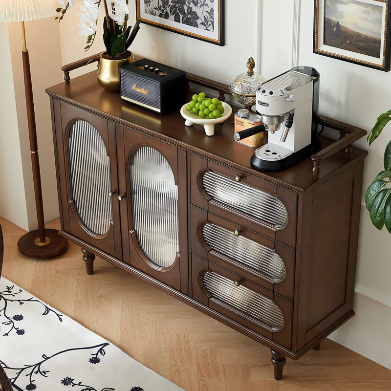 Buffet en bois massif brun 55,12 po