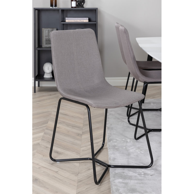 Nickell 50cm H Polyurethane Upholstered Side Chair, Grey, Black