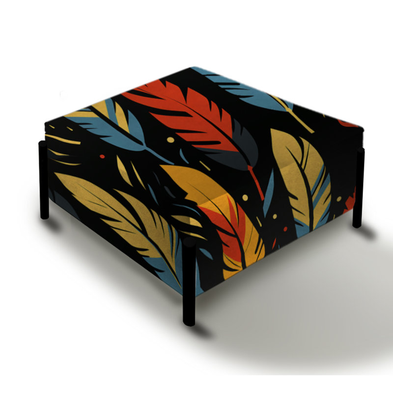 Grand repose-pieds carré abstrait Feather Tribal Fusion