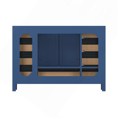 Meuble-lavabo autoportant 48 po avec comptoir 48 po, armoire de rangement en bois massif bleu