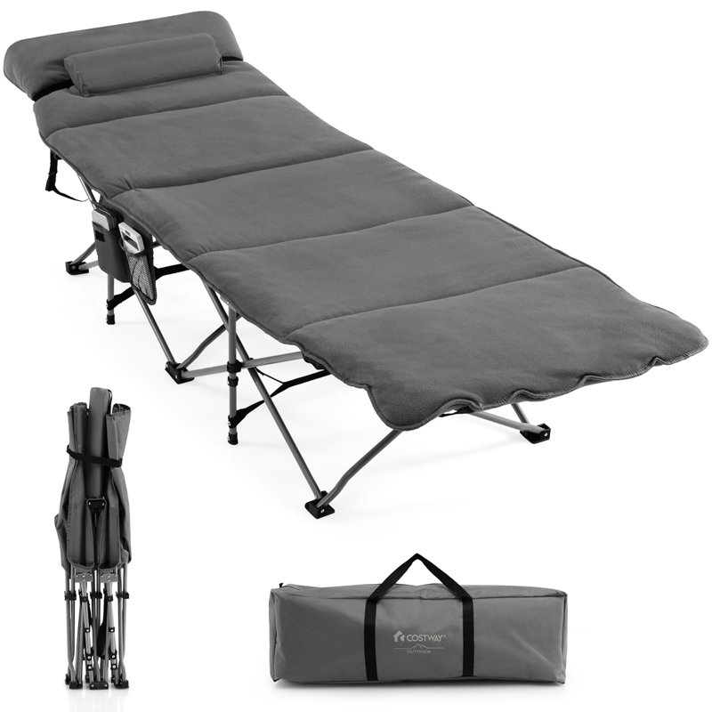 Lit de camp pliable rétractable Costway, Gris