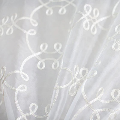 Tissu Uptown | Tissu transparent brodé métallique | Couleur blanc