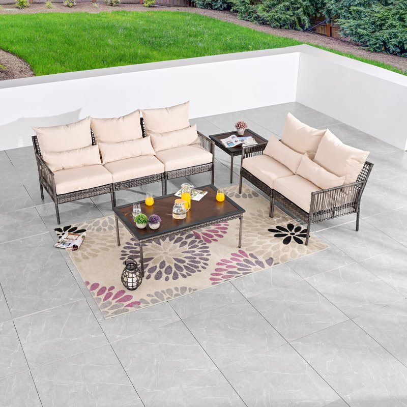 Aalaysia 7-Piece Outdoor Wicker Conversation Set