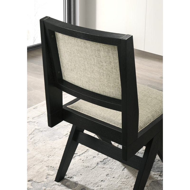 Table de salle à manger contemporaine 5 pièces noire avec revêtement gris et 4 chaises d'appoint, H 30 po x L 59 po x l 59 po